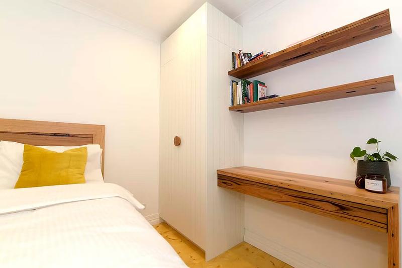 Bedroom with shelves
