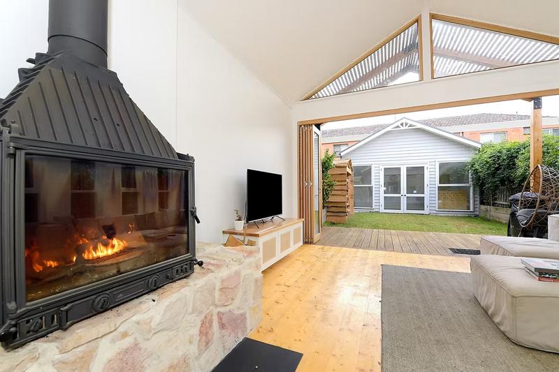 Extension living area with wood burning stove