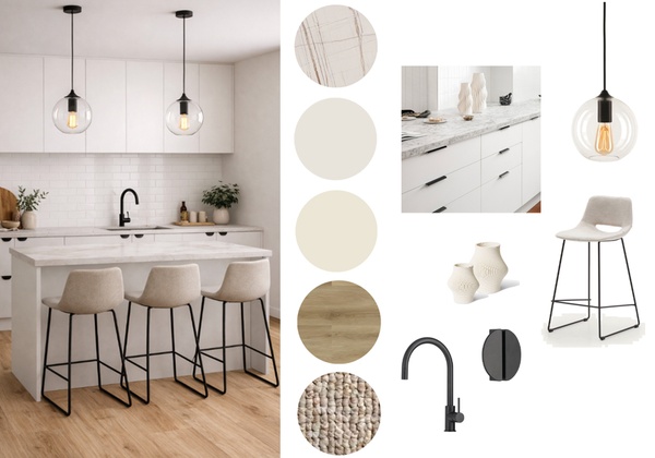 White and cream colours with matte black fittings