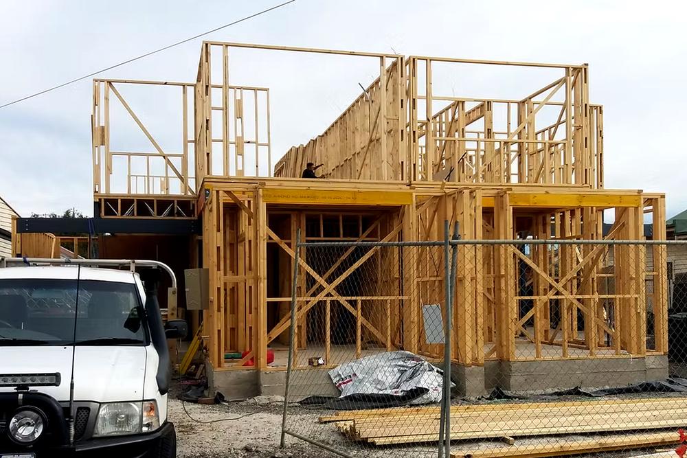 Frame for duplex development under construction